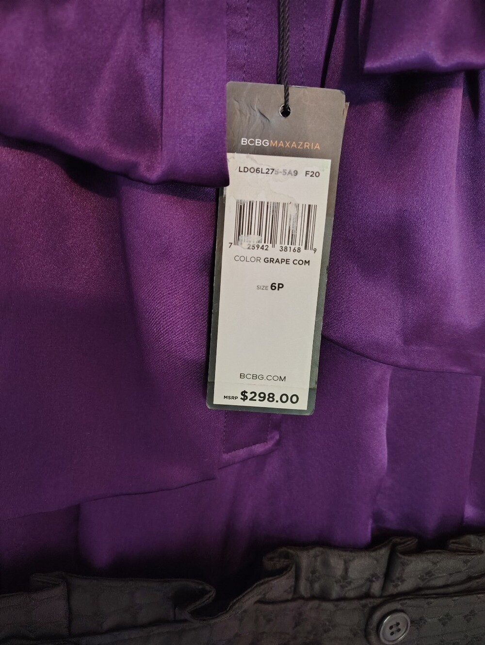 NWT BCBGMAXAZRIA Purple Black Dress Size 6P Hoco Homecoming 90s Y2K - Picture 8 of 13